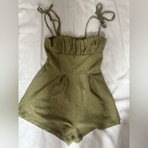 SHEIN Olive Green Textured Romper